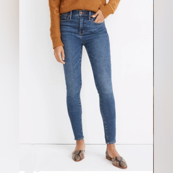 Madewell (Size 32) Medium Wash Classic Blue Curvy High Rise Skinny Crop Jeans - Picture 14 of 14